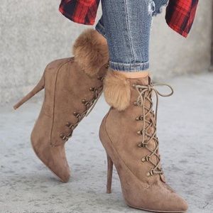 Taupe Lace up Booties